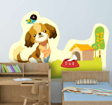 Vinilo escena de cachorro juguetón - TenVinilo