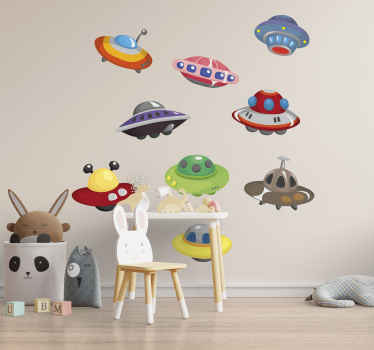 Alien UFOs space wall stickers - TenStickers