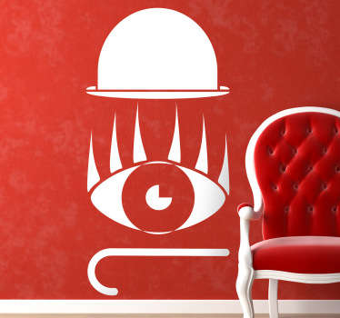 A set of wall stickers illustrating icons that symbolise the famous movie by Stanley Kubrick, "A Clockwork Orange".