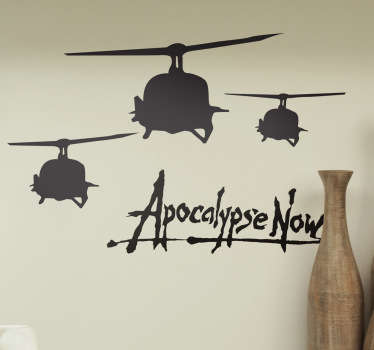 시네마 테마 벽 데칼은``지금 묵시록 ''이라는 텍스트로 항공기 도면이 특징입니다. 필요한 크기로 제공됩니다.