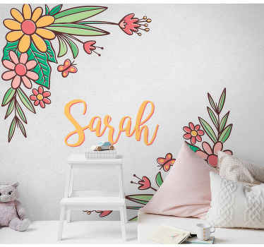 Customizable flower design door sticker - TenStickers