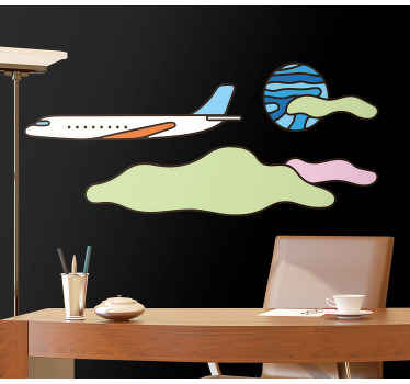 Retro airplane grooving wall sticker - TenStickers