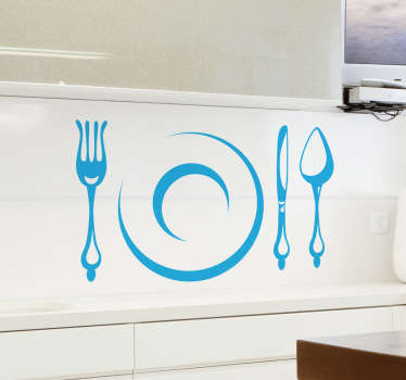 Sticker cuisine assiette et couverts - TenStickers