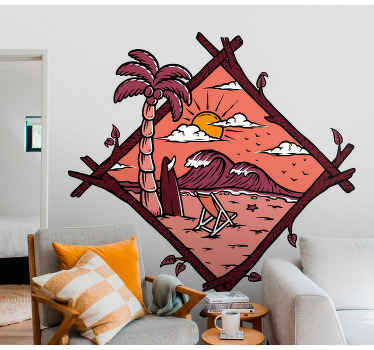 Osamělý surfař na nálepce na zeď na pláži - TenStickers