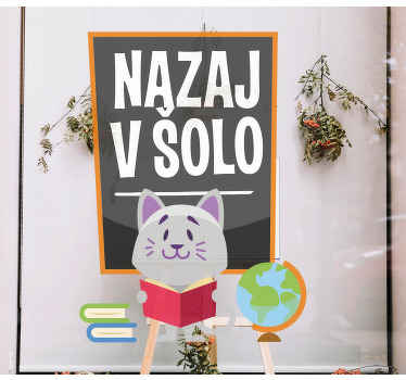 Mačka z besedilom okenska nalepka okna - TenStickers