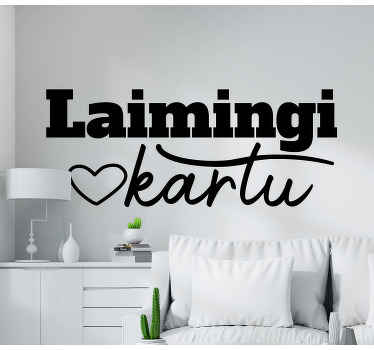 Laimingi kartu teksto sienos lipdukas - „Tenstickers“