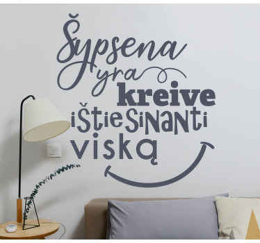 šypsokis gražios citatos teksto sienos lipdukas - „Tenstickers“