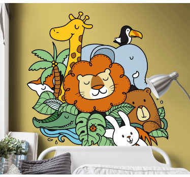 Nordic colorful jungle animals decal - TenStickers