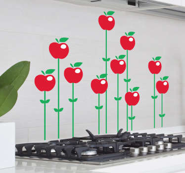 Sticker decoratie keuken bloemen appels - TenStickers