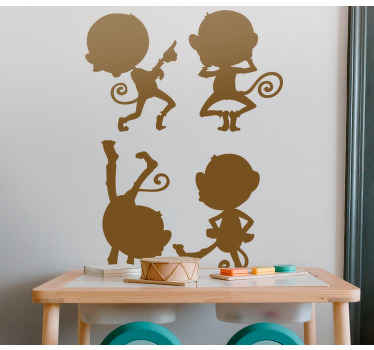 Apor som spelar vilda djur dekal - Tenstickers