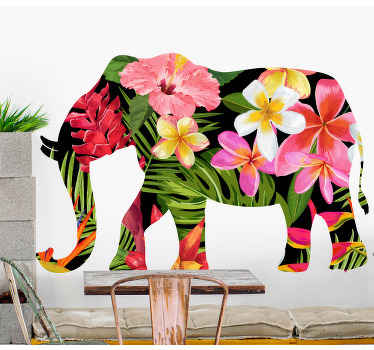 Floral ελέφαντα άγρια ζώα decal - TenStickers