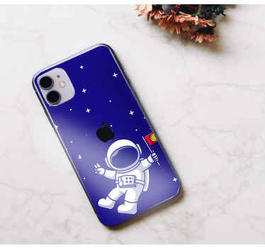 Astronauta fofo com autocolante para iphone da paz de mão - TenStickers