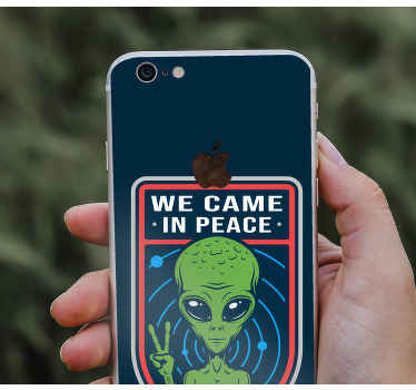 Vintage alien badge with text iPhone sticker - TenStickers