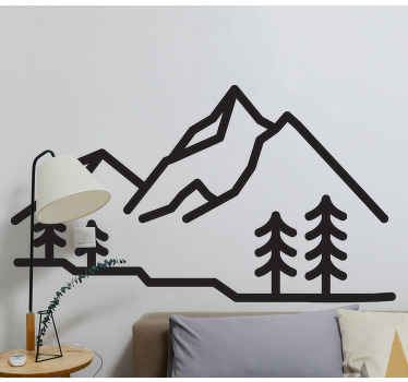 Wandtattoo Natur Bergsilhouette mit unter bäumen - TenStickers