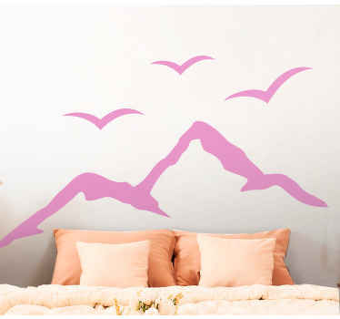 Nalepka gorska silhueta in ptice - TenStickers