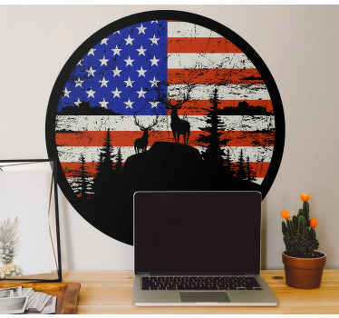American flag mountain silhouette sticker - TenStickers