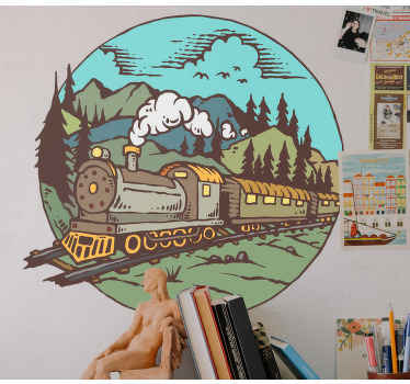 Mountain with train nature sticker - TenStickers