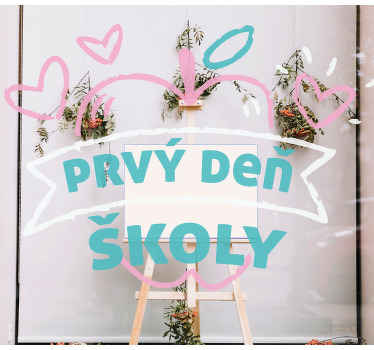 1. školský deň a nálepka na výklad obchodov s jablkami - Tenstickers