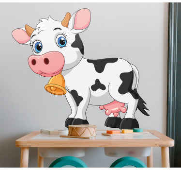 Happy cartoon cow animal wall sticker - TenStickers