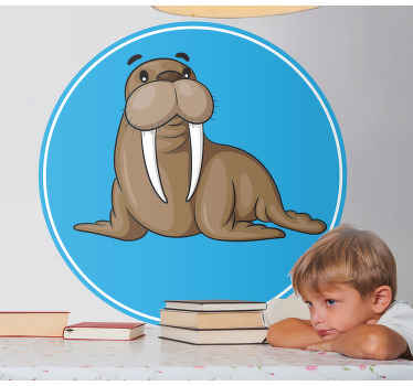 Wandtattoo Tier Cartoon-walross mit blauem Hintergrund - TenStickers
