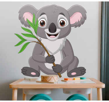 Sticker Animal Koala de dessin animé heureux assis - TenStickers