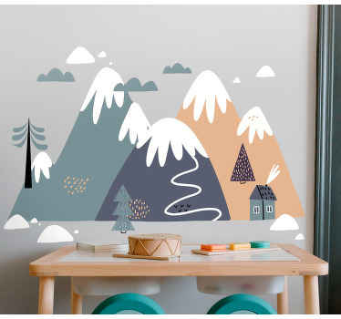 Sticker chambre enfant montagne silhouette dessinée - TenStickers
