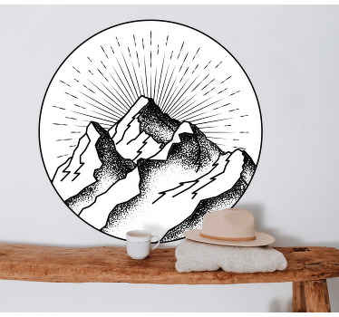 Round drew mountain design nature wall sticker - TenStickers