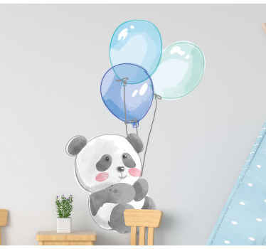 Baby banda holding  blue air balloons sticker - TenStickers