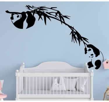 Sticker Pandas monochromes avec bambou - TenStickers