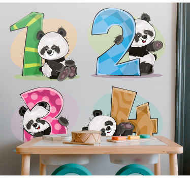 Panda numbers illustration sticker - TenStickers