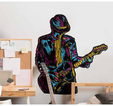 Abstract guitar player Teenage Wall decals - TenStickers