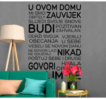 Naljepnica za zid dnevne sobe s citatom obitelji - TenStickers
