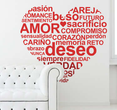 Vinilo decorativo corazón de texto - TenVinilo