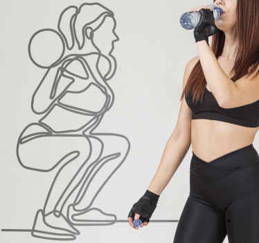 Girl squatting  wall vinyl sticker - TenStickers