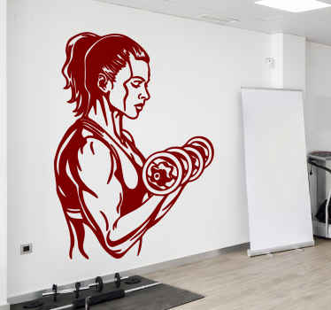 Strong girl lifting wall sticker - TenStickers