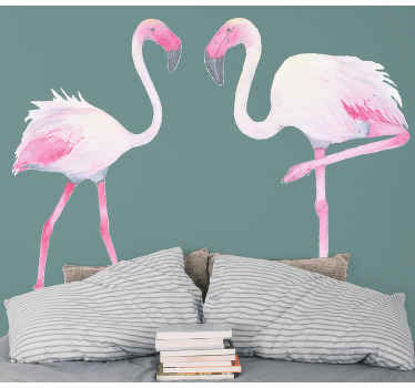 Two watercolour flamingos  bird wall sticker - TenStickers