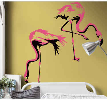 černá a růžová samolepka na plameňáky - TenStickers