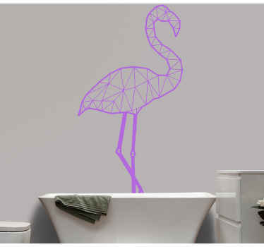 Geometric purple flamingo bird wall sticker - TenStickers