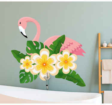 Autocolantes decorativos de pássaros e aves Flores flamingo - TenStickers
