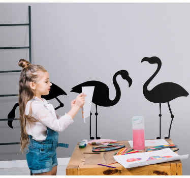 Svart flamingo familj fågel vägg klistermärke - Tenstickers