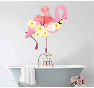 Plameňák s nálepkou na zeď ptáka lollypop - TenStickers