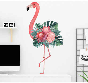 Rose flower flamingo bird wall sticker - TenStickers
