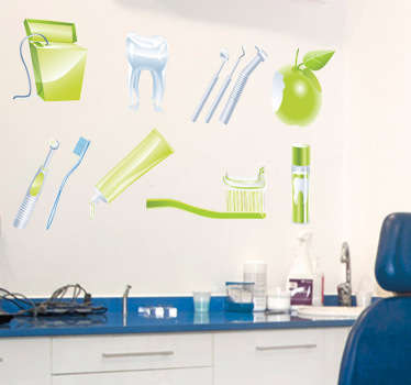 Green Dental Care Decal Collection - TenStickers