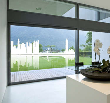 Sticker decorativo skyline con riflesso - TenStickers