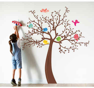 Colorful tree design kids bedroom wall sticker - TenStickers
