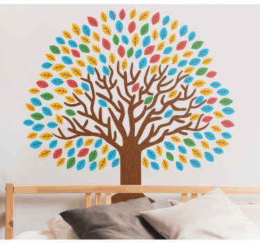 Renkli yaprakları ile orman ağacı çocuk çıkartması - TenStickers