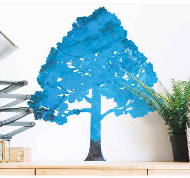 침실을위한 파란 그늘 나무 디자인 스티커 - TenStickers