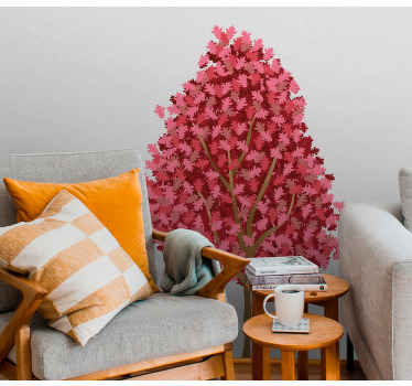 Autocolante de perete flori roz copac pentru sufragerie - TenStickers