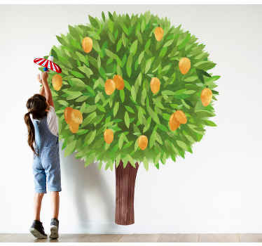 Watercolor painted tree stickers dining room - TenStickers