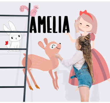 Autocolantes personalizáveis Princesa com animais - TenStickers